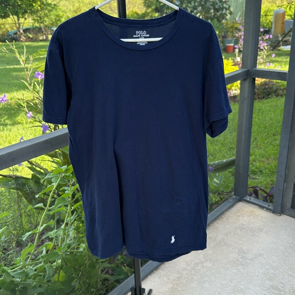 Polo Ralph Lauren cotton large navy blue Tee T Shirt classic fit nwot